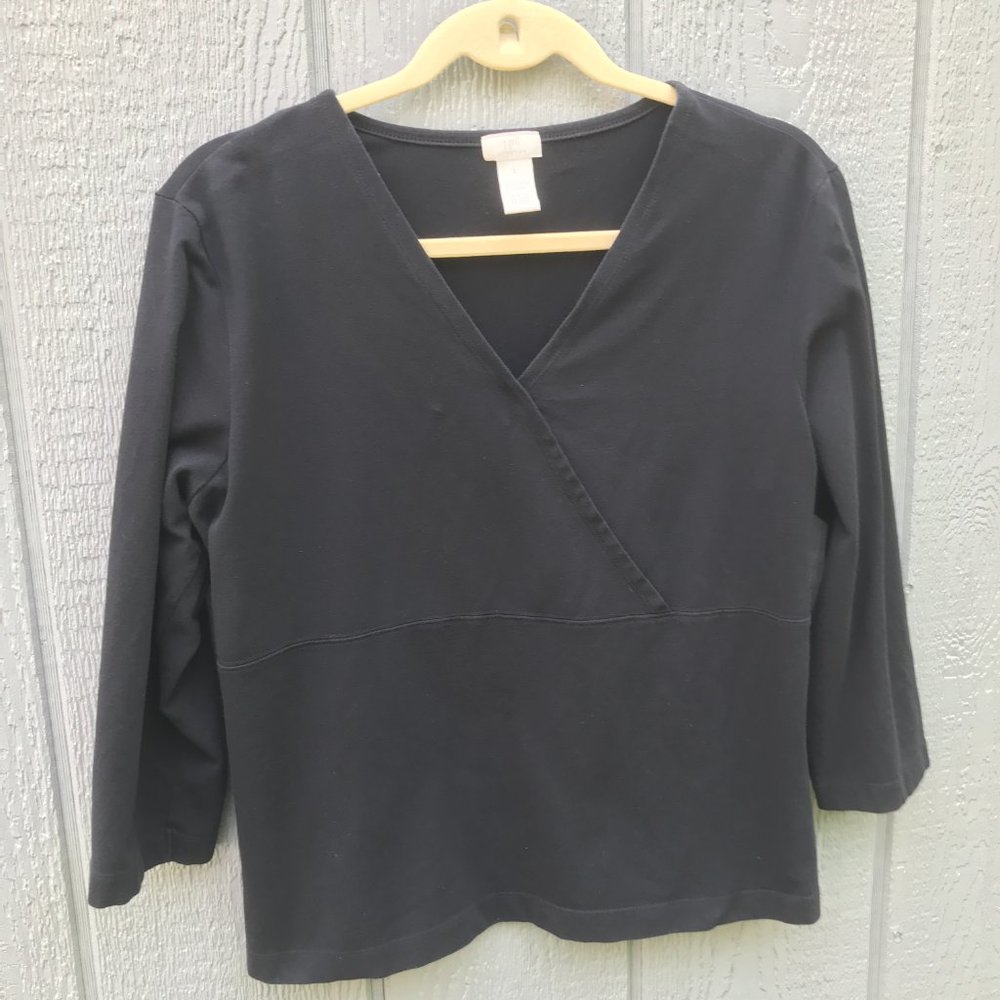 J Jill black shirt size large stretch v-neck